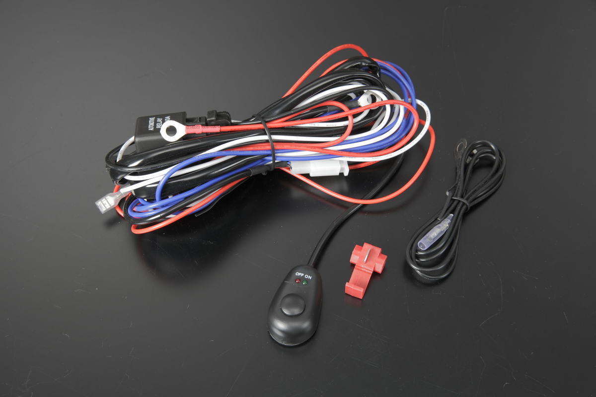 [強化タイプ] 汎用後付フォグランプリレーハーネス ON/OFFスイッチ付 12V/40A